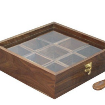 Classic Wooden Masala Container,Spice box,Masala Dabba