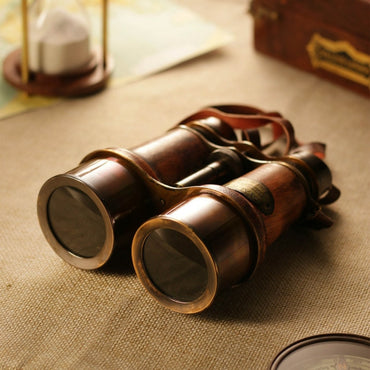 Brown leather Wrapped Royal Brass Binocular
