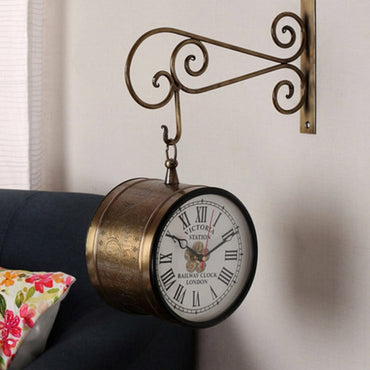 Brown Iron Metal Carving Victoria Wall Clock