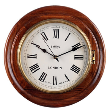 Brown Solid Wood Open Escapement Analog Wall Clock