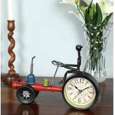 Black and Red Iron Vintage Tractor Table Clock