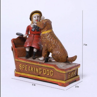 Iron Made Antique Style Speaking Dog Money Piggy Bank