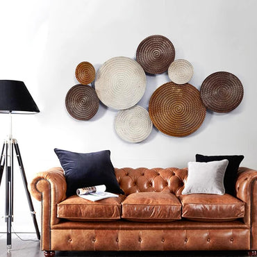 Ornamental Round Rustic Brown Gold Textured Wall Art Mural
