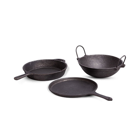 Cast Iron Cookware set – Kadai 2.5L+Skillet 1.5L+Tawa 10inch