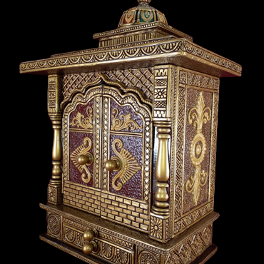 Buy Online Small Golden Door Mandir,Temple,Mandir, Pooja Ghar, Mandapam for Worship, Handmade Hand Painted, Traditional Indian Style