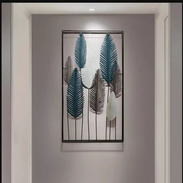 Framed Green Plant Leaf Wrought Iron Wall Art Mural