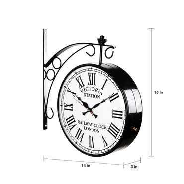 Black Iron Glossy Victoria Double Sided Wall Clock