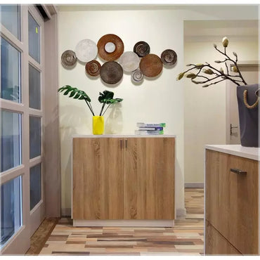 Ornamental Round Rustic Brown Gold Textured Wall Art Mural
