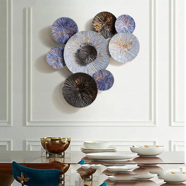 Nordic 3D Stereo Round Brown Purple Ornamental Wall Hanging Mural