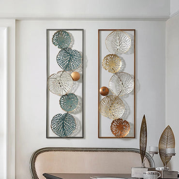 Framed Round Leaf Patterned Wall Art Mural