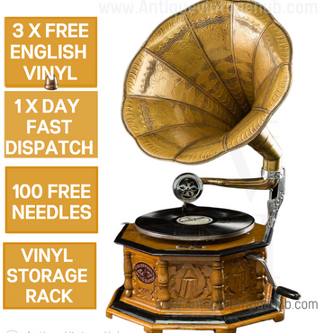78 RPM Playing Octagonal Antique Record Player