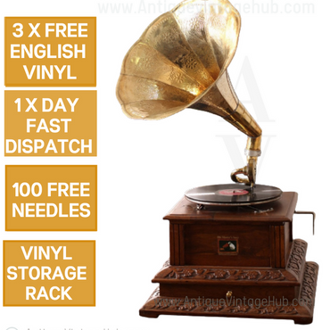 Antique HMV Gramophone with Drawer and Horn Online