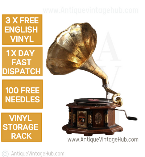 Fully Functional Antique HMV Gramophone, Vintage His Master Voice Record Player