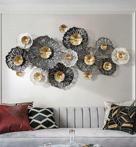 Grey black and White Flower Pattern Wall Mural
