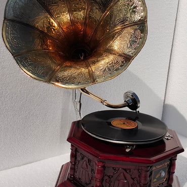 Antique HMV Gr amophone, Working Phonograph,Vintage His Master Voice RecordPlayer,Vinyl Player,FREE 100 Needles,3 English Vinyl & Vinyl Rack