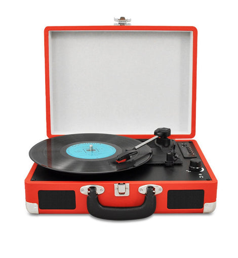 Red Turntable Record Player Suitcase Gramophone Vinyl Players 3 speeds,Plays Vinyls and LP's, Valentines Day Gift for Him or Gift for her