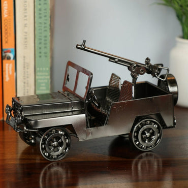Antique Iron Made Open military Jeep Miniature Showpiece