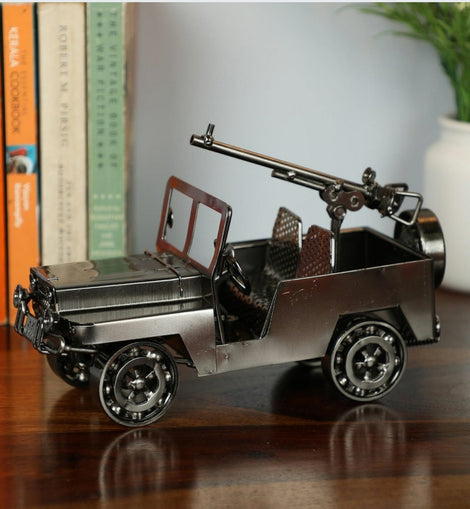Antique Iron Made Open military Jeep Miniature Showpiece