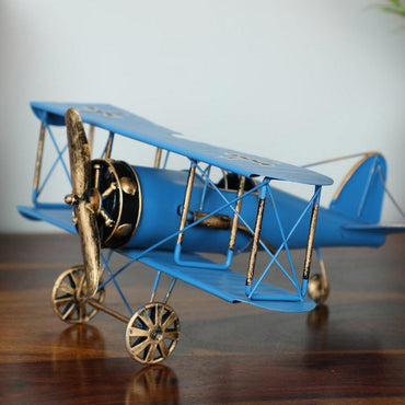 Retro Blue Miniature Military Aircraft