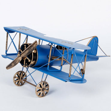 Retro Blue Miniature Military Aircraft