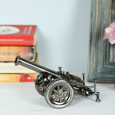 Vintage Style Grey Metal Canon Miniature Showpiece