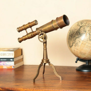 Mini Antique Brass Telescope with Tripod Stand