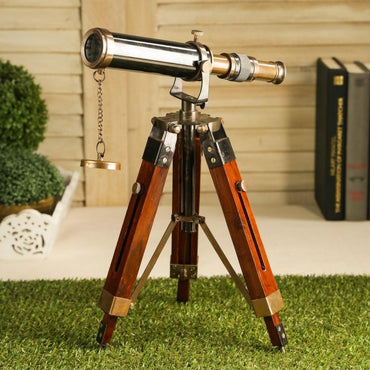 Brown and Brass Telescope with Tripod stand