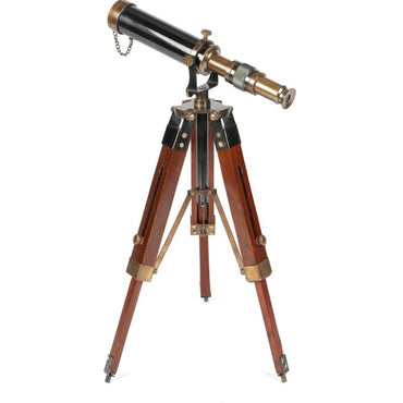 Brown and Brass Telescope with Tripod stand