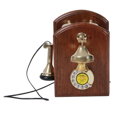 Wood and Brass Rhombus Landline Telephone with Light