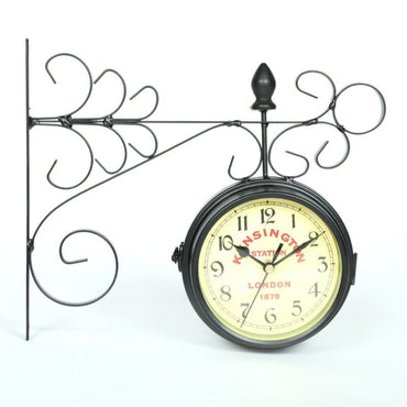 Black Flower Bracket Victorian Double Sided Wall Clock