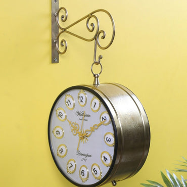 Gold Wrought Iron 12 Inch Dial Double Sided Victoria Platform Clock