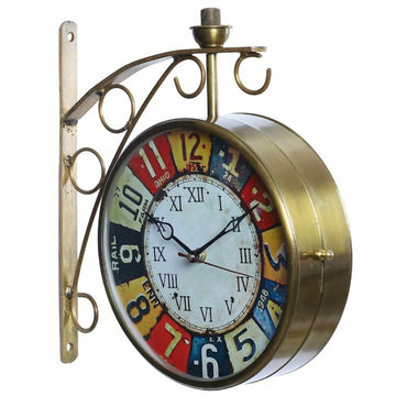 Gold Metal Colorful Dial Railway Station Clock
