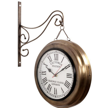 Copper Metal Chain Hanging Antique Victoria Double Sided Clock