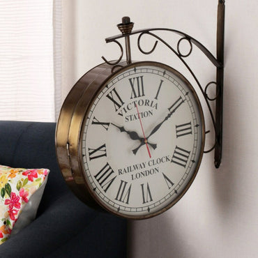 Big Copper Metal Double Sided Victoria Wall Clock