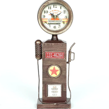 Vintage Pump Station Iron Table Clock