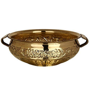 Self Decorated Golden Brass Urli, Round Metal Decorative brass urli, Multiple Size Options, Fast Dispatch