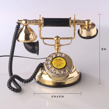 Brass Metal Round Dial Flower Designed Retro Telephone