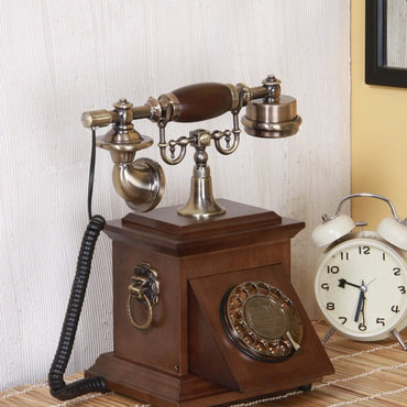 Brown Wood Fully Functional Replica Retro Box Telephone