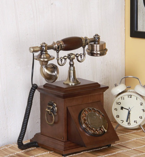 Brown Wood Fully Functional Replica Retro Box Telephone