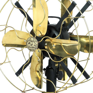 Black & Gold Brass Vintage Double Sided Electric Table Fan