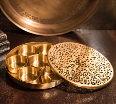 Brass Masala Box,Brass Samagridan,Masala Daani, Spice Storage Containers,Masala Dabba,Brass Gifting,Diwali Gift for Guests,Spice storage