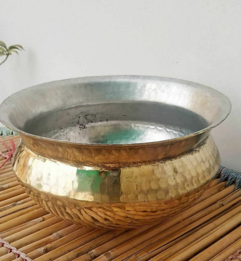 Brass Cooking Handi Tope Pot with Lid, Pithal Biriyani Tope, Peetal Degchi 2 L For Chicken Biryani Meall,1 Day dispatch,3 to 5 Days Delivery