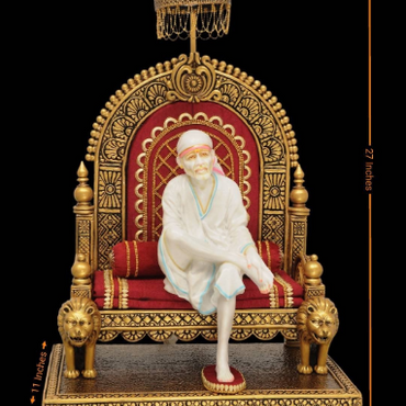 Antique Style Shirdi Sai Baba Idol or Statue or shridi Sai Baba Murti Hand Carved with Indian Artwork Hindu Religious Decorative