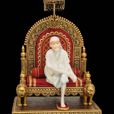 Antique Style Shirdi Sai Baba Idol or Statue or shridi Sai Baba Murti Hand Carved with Indian Artwork Hindu Religious Decorative