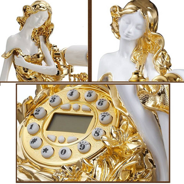 Buy Corded Pretty Golden Home Telephone,Decorative Caller ID Phone for Home Office, Telephone for Hotel Decor,Novelty Gift,History Telephone