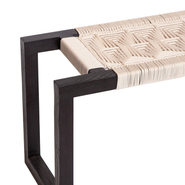 Modern Wooden Bench in Natural Cotton Rope