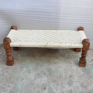 Natural Cotton Rope Charpai Daybed Garden Outdoor Bench White