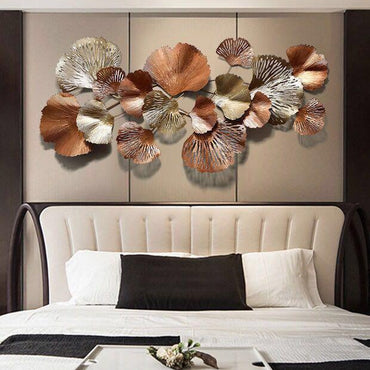 Wrought Iron Copper And Gold Finish Large Flower Wall Art Mural