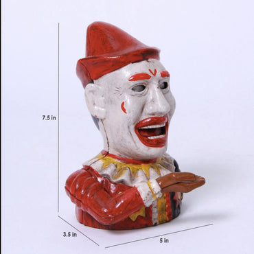 Cast Iron Joker Piggy Bank - Clown old Humpty Dumpty mechanical Coin Bank