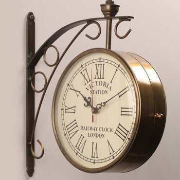 Gold Iron Victoria Double Sided platform Wall Clock
